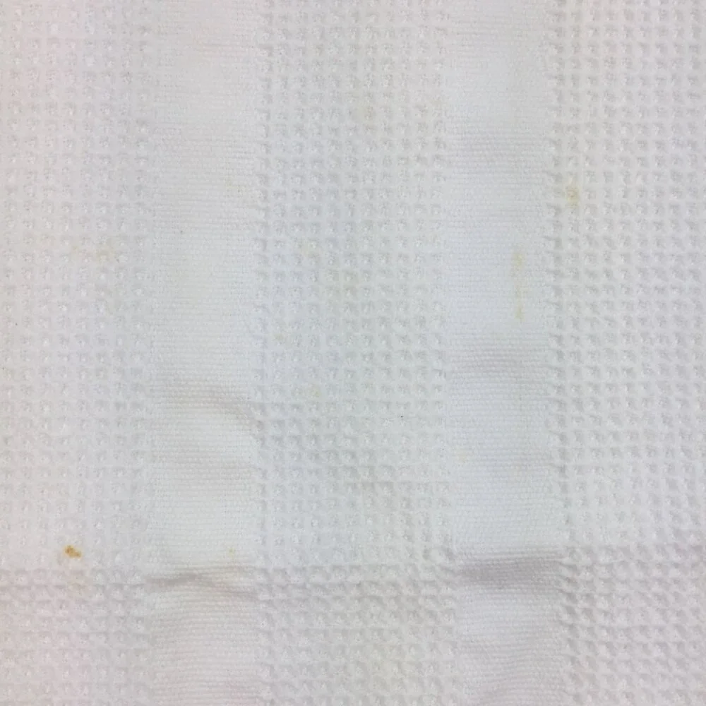 Crate & Barrel Set of 2 White Waffle Weave Dish Towels Duck Brown 24